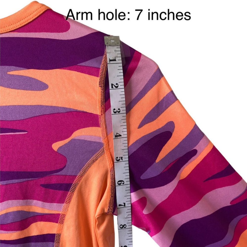 Danskin Now Drimore Girls Semi-Fitted Active Wear Top Orange Camo Size Large - Picture 8 of 8